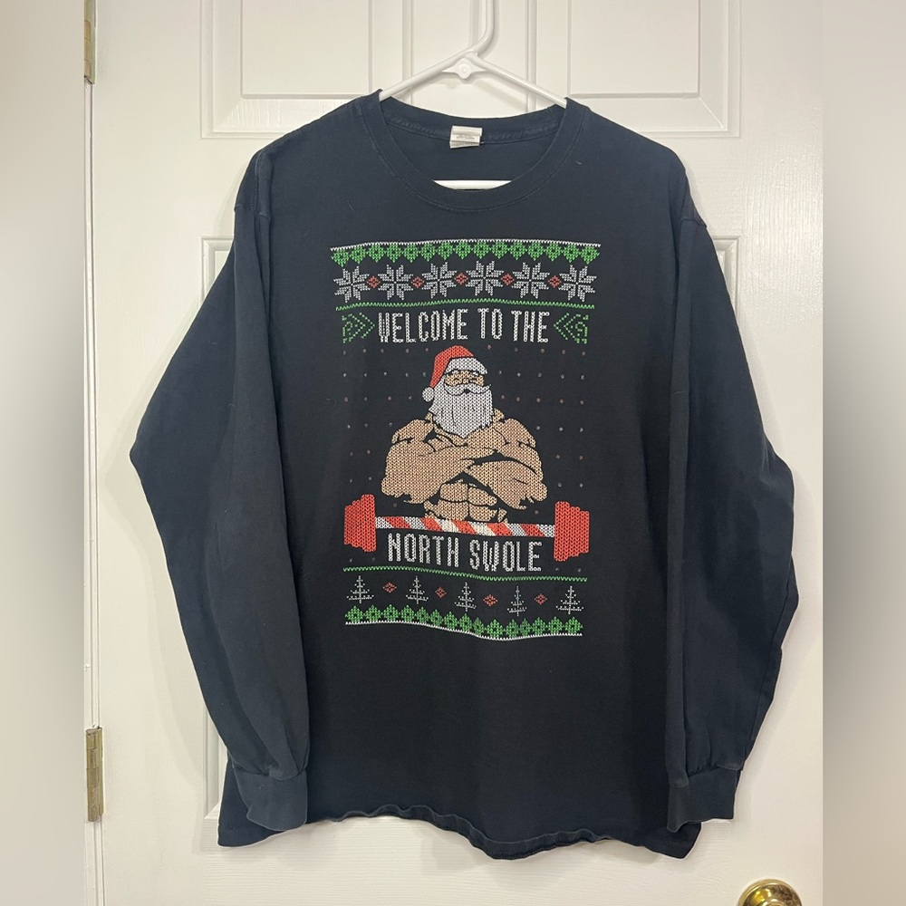 Gym Christmas Long Sleeve - Welcome to the North Swole - Large